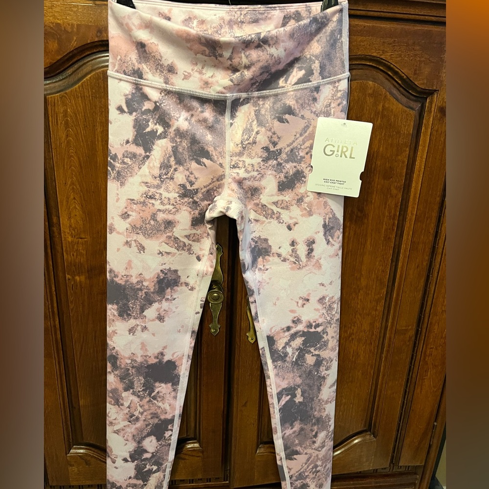 Athlete Girl - Pink and Purple High Rise Chit Chat Tight/leggings- Size L/12